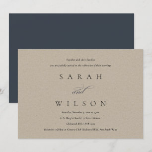Einfache elegante Script Black Kraft Wedding Einla Dankeskarte