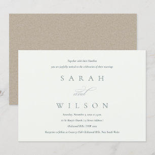 Einfache, elegante Script Black & White Wedding Ei Dankeskarte