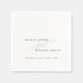 Einfache, elegante Script Black & White Wedding Serviette