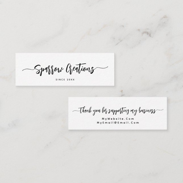 Einfache Elegante Script Calligraphy Mini Visitenkarte (Vorne/Hinten)