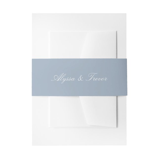 Einfache, elegante Script-Dusty Blue Wedding Einladungsbanderole (Vorderseite Beispiel)