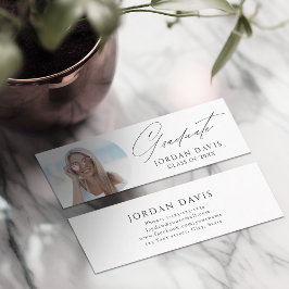 Einfache, elegante Script-Foto-Graduate-Namenskart Telefonnummerkarte