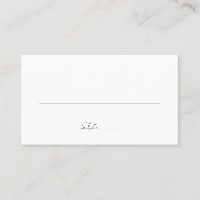 Einfache, elegante Script Minimalistisch Classic W Platzkarte (Vorderseite)