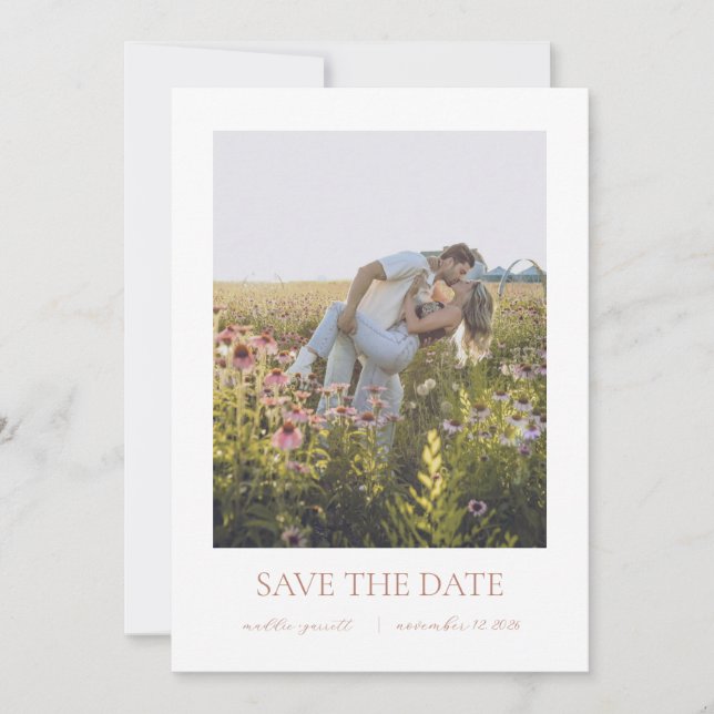 Einfache elegante Script-Save the Date-Karte Save The Date (Vorderseite)
