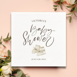 Einfache elegante Script Watercolor Baby Dusche Serviette