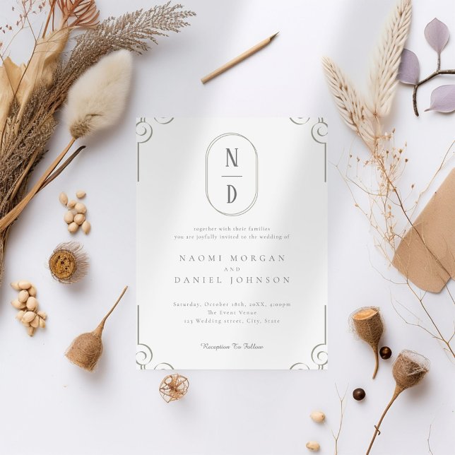 Einfache, elegante Scroll Frame Wedding Einladung (Von Creator hochgeladen)