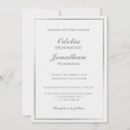 Einfache elegante Silver Frame & Gray Wedding Einladung