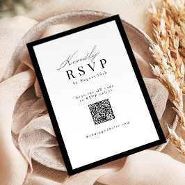 Einfache elegante Skript-Typografie QR-Code Hochze RSVP Karte