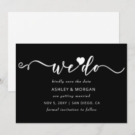 Einfache, elegante Skripte Schwarz und Weiß Herz m Save The Date