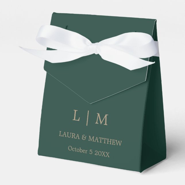 Einfache Elegante Smaragdgrüne Monogram-Hochzeit Geschenkschachtel (Vorderseite)