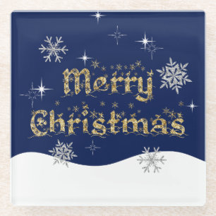 Einfache Elegante Sparkling Weihnachten Glitzer Sp Glasuntersetzer
