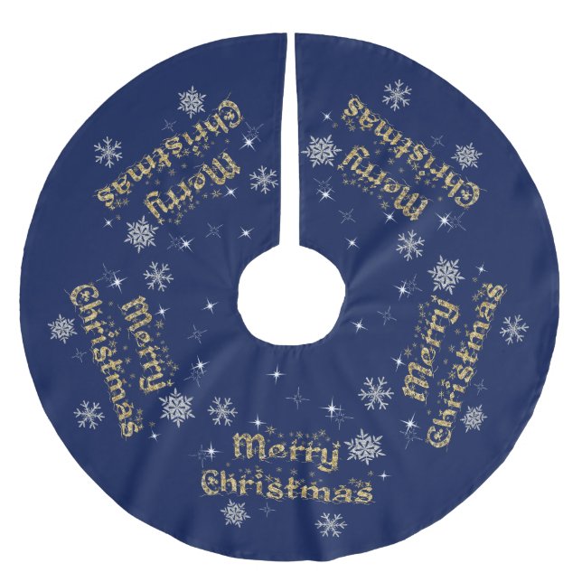 Einfache Elegante Sparkling Weihnachten Glitzer Sp Polyester Weihnachtsbaumdecke (Vorderseite)