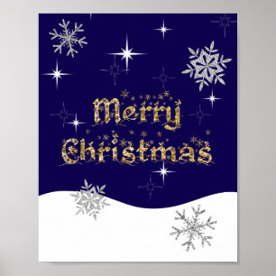 Einfache Elegante Sparkling Weihnachten Glitzer Sp Poster