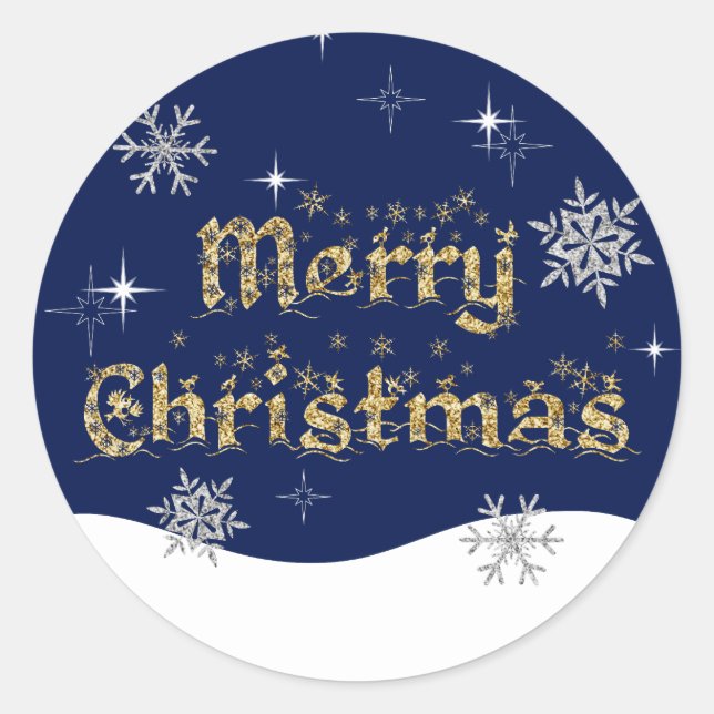 Einfache Elegante Sparkling Weihnachten Glitzer Sp Runder Aufkleber (Vorderseite)