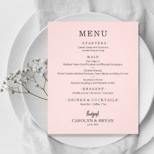 Einfache, elegante Speisekarte für Hochzeiten in R
