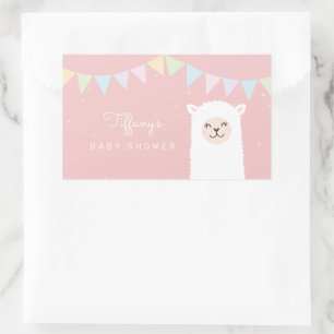 Einfache Elegante Sweet Alpaca Llama Girl Babydusc Rechteckiger Aufkleber