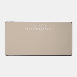 Einfache Elegante Taupe Minimalistisch zwei Monogr Schreibtischunterlage