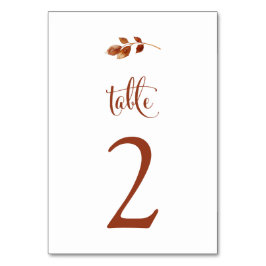 Einfache Elegante Terracotta Herbstlaube Boho Wedd Tischnummer