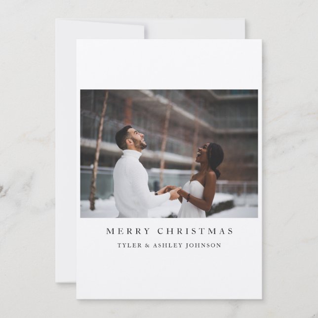 Einfache Elegante Text und Foto Frohe Weihnachten (Vorderseite)