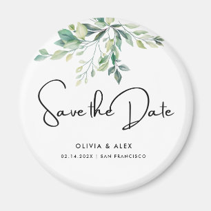 Einfache Elegante Texte und Grün SAVE THE DATE Magnet