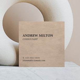 Einfache elegante Textur Beige Berater Quadratische Visitenkarte