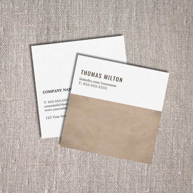 Einfache elegante Textur Brown White Consultant Quadratische Visitenkarte (Von Creator hochgeladen)