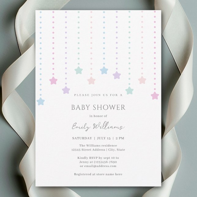 Einfache elegante Twinkle Little Stars Baby Dusche Einladung (Von Creator hochgeladen)