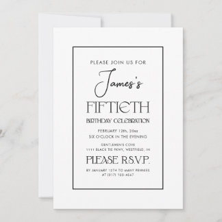 Einfache Elegante Typografie 50. Geburtstagsparty Einladung