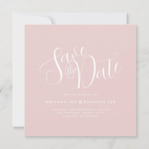 Einfache elegante Typografie Blush Pink Wedding Save The Date