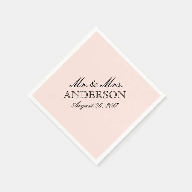 Einfache elegante Typografie Blush Wedding Napkin Serviette (Ecke)