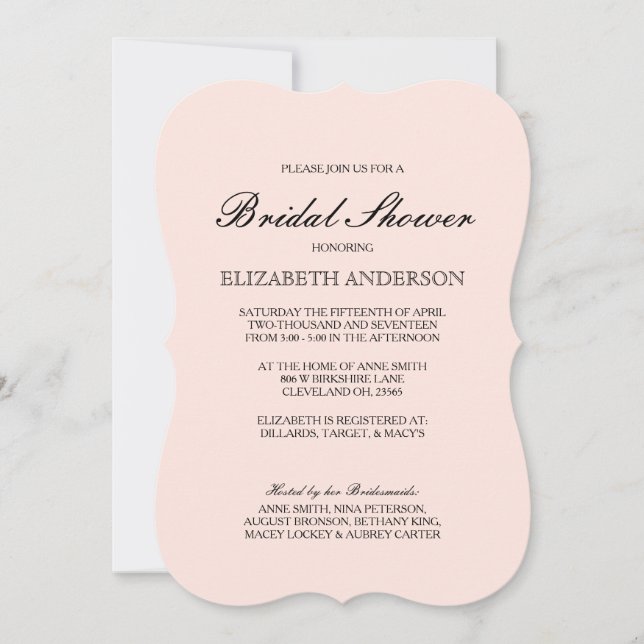 Einfache elegante Typografie-Brautparty-Einladung Einladung (Vorderseite)