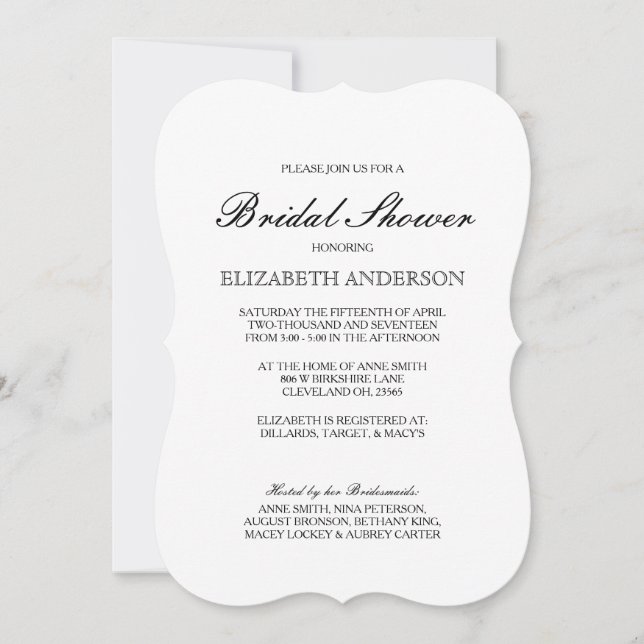 Einfache elegante Typografie Bridal Dusche Einladu Einladung (Vorderseite)