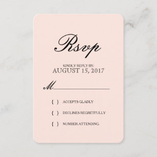 Einfache elegante Typografie erröten Hochzeit UAWG RSVP Karte