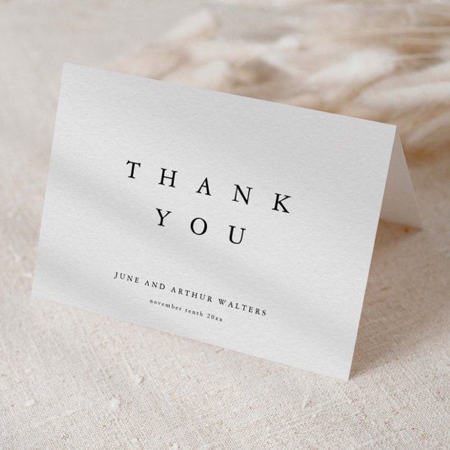 Einfache elegante Typografie-Hochzeit Dankeskarte (Simple elegant typography wedding thank you cards.)