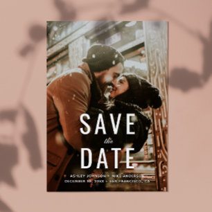 Einfache elegante Typografie Hochzeit Speichern Si Ankündigungspostkarte