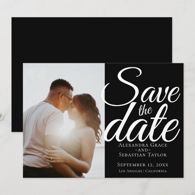 Einfache elegante Typografie-Hochzeit speichert da Save The Date (Vorne/Hinten)