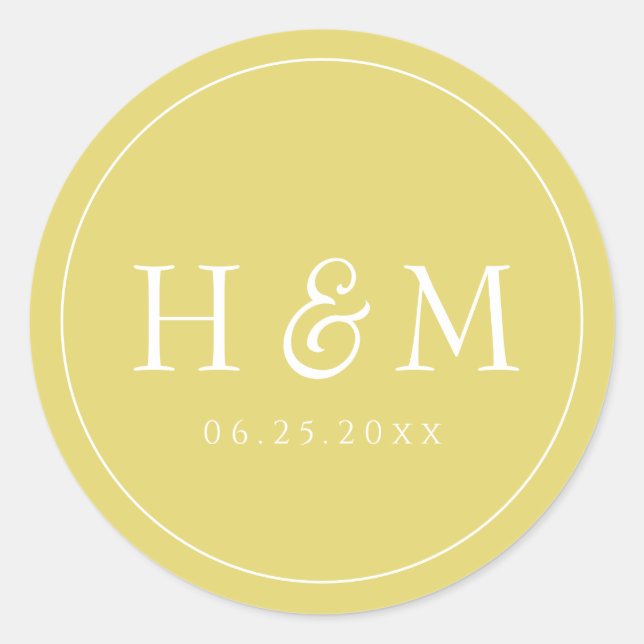 Einfache, elegante Typografie Mit Monogramm Hochze Runder Aufkleber (Vorderseite)