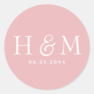 Einfache elegante Typografie monogrammierte Hochze Runder Aufkleber