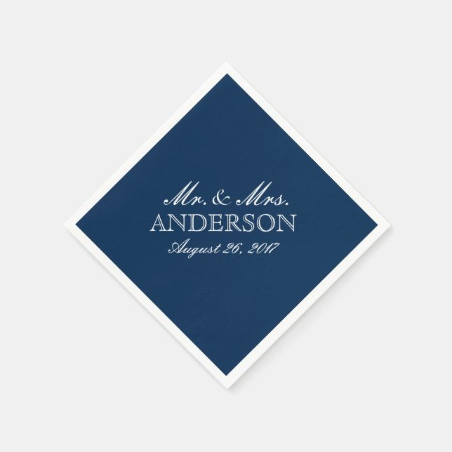 Einfache Elegante Typografie Navy Hochzeit Napkin Serviette (Ecke)
