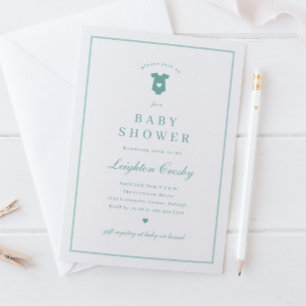 Einfache, elegante Typografie-Sage Green Baby-Dusc Einladung