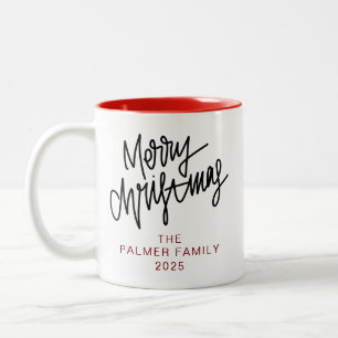 Einfache elegante Typografie Weihnachten Familienn Zweifarbige Tasse