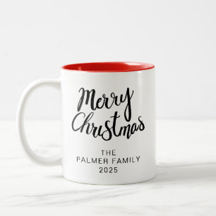 Einfache elegante Typografie Weihnachten Familienn Zweifarbige Tasse