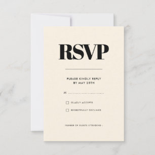 Einfache, elegante und schicke Creme-Hochzeit RSVP Karte
