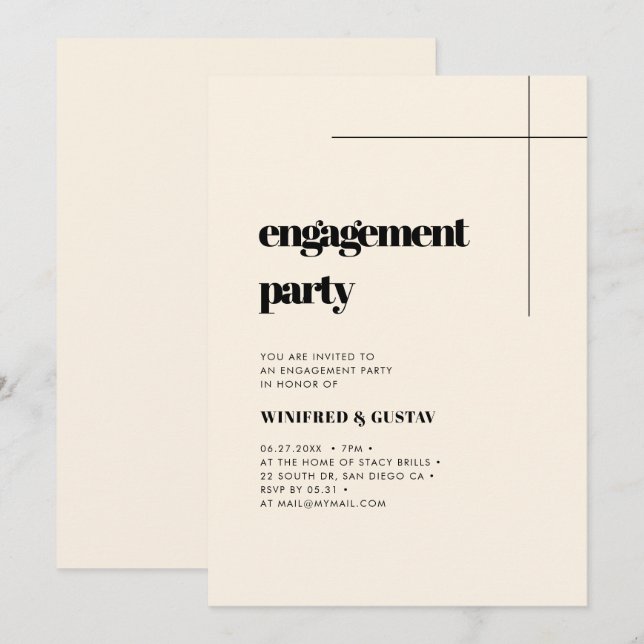 Einfache elegante und schicke Creme-Party Einladung (Vorne/Hinten)