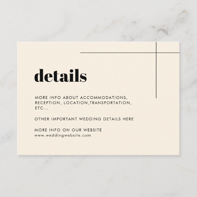 Einfache elegante und schicke Details Begleitkarte (Vorderseite)