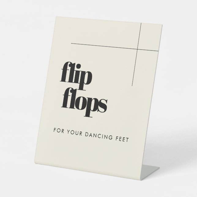 Einfache, elegante und schicke Flip Flops Hochzeit Sockelschild (Vorderseite)