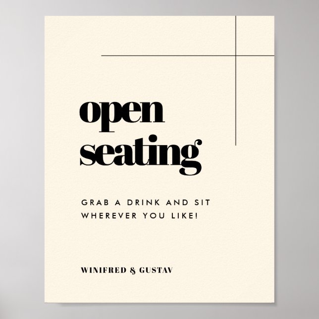 Einfache, elegante und schicke Hochzeit Offene Sit Poster (Vorne)