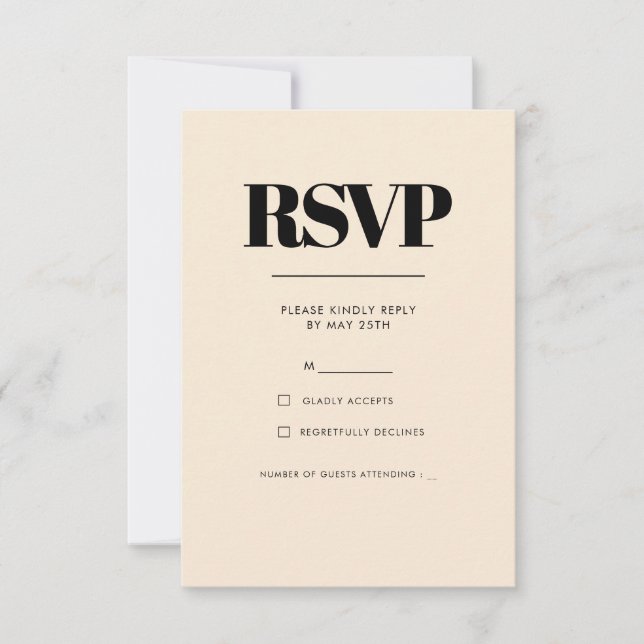 Einfache, elegante und schicke Hochzeit RSVP Karte (Vorderseite)