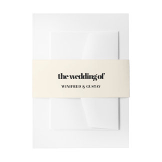 Einfache, elegante und schicke Hochzeitscreme Einladungsbanderole