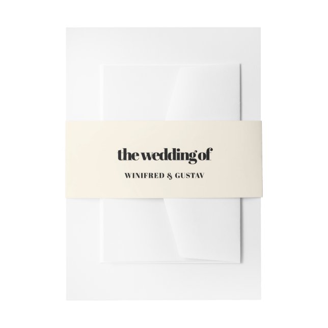 Einfache, elegante und schicke Hochzeitscreme Einladungsbanderole (Vorderseite Beispiel)